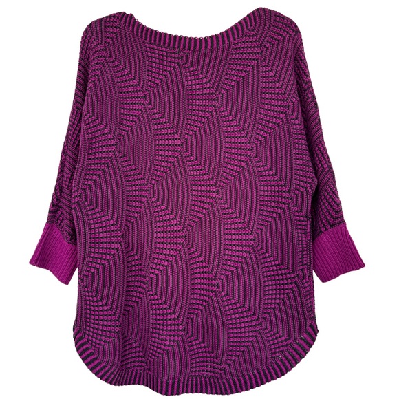 Textured All Season Knit Sweater Boatneck Quarter Sleeve High-Low Size Large - Picture 4 of 13